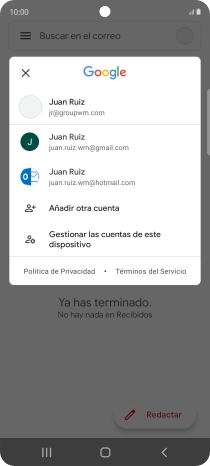 Pulsa la cuenta de correo electrónico deseada.