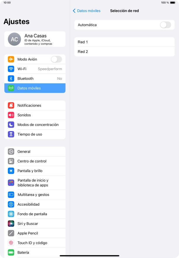 Si desactivas la función, pulsa la red deseada.
