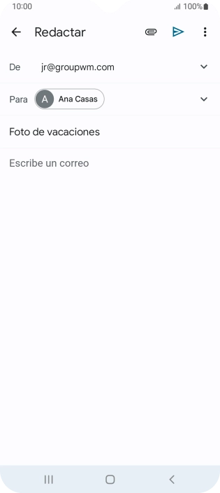 Pulsa en el campo de escritura  y escribe el texto del correo electrónico.