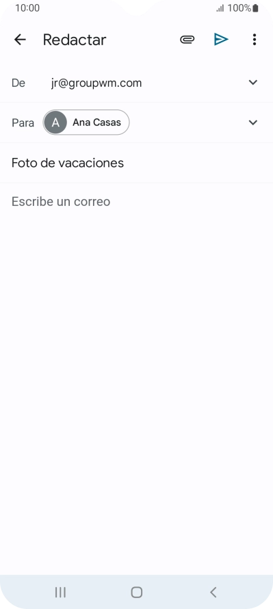 Pulsa en el campo de escritura  y escribe el texto del correo electrónico.