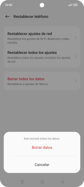 Pulsa Borrar datos.