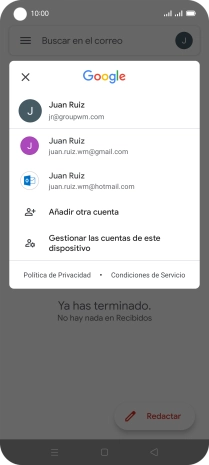 Pulsa la cuenta de correo electrónico deseada.
