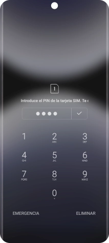 Si es necesario desbloquear la tarjeta SIM, introduce el código PIN y pulsa el icono de aceptar. Si es necesario desbloquear la tarjeta SIM, introduce el código PIN y pulsa el icono de aceptar.