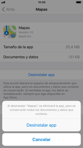 Pulsa Desinstalar app.