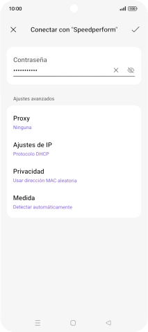 Introduce la contraseña de la red Wi-Fi y pulsa el icono de aceptar.