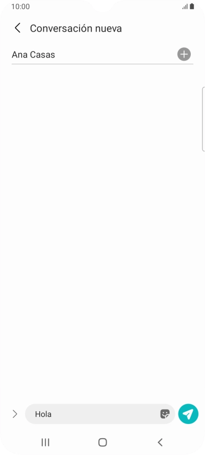 Pulsa el icono de envío cuando termines de escribir el mensaje corto.