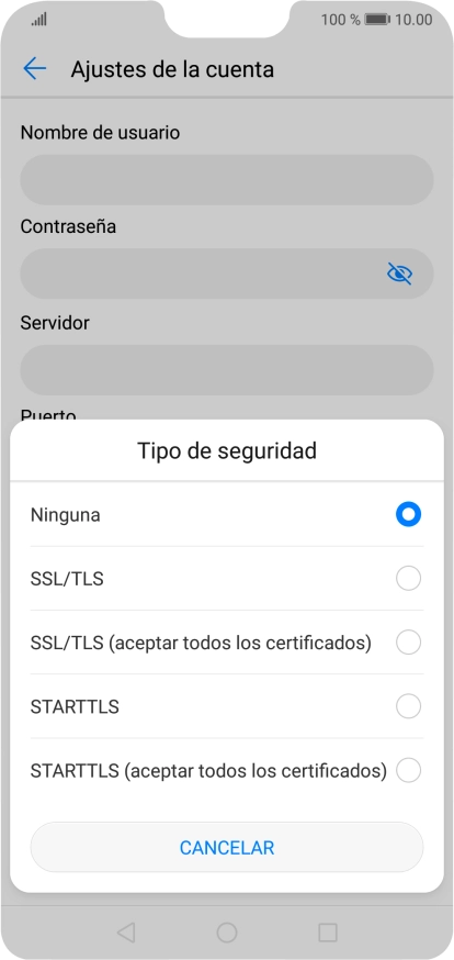 Pulsa Ninguna para desactivar la función.