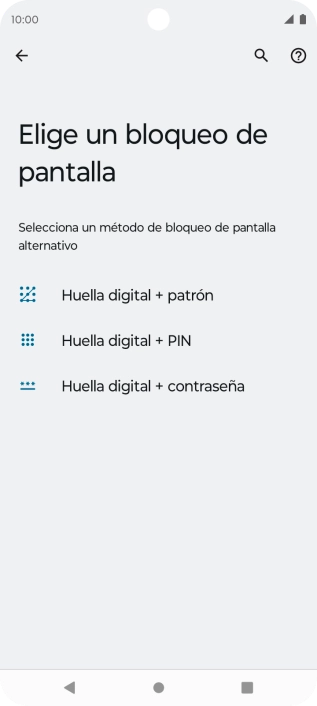 Pulsa el código de seguridad deseado y sigue las indicaciones de la pantalla para crear un código de seguridad del teléfono adicional.