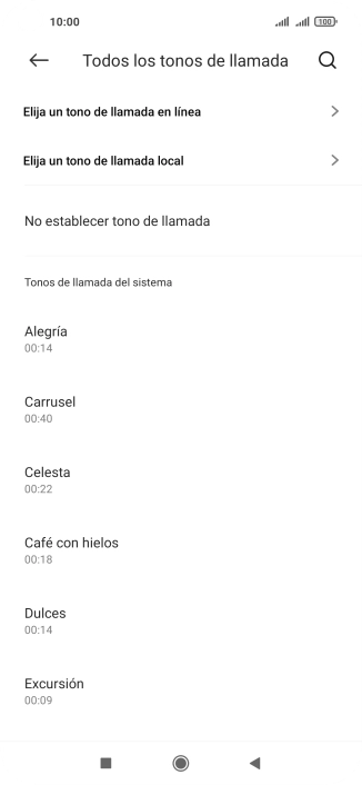 Pulsa Elija un tono de llamada local.