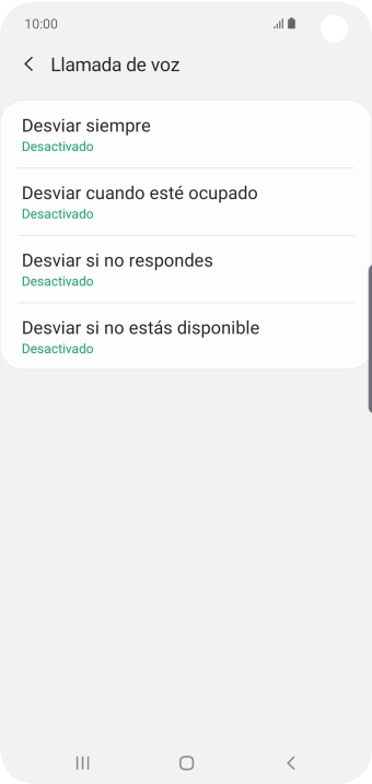 Pulsa el tipo de desvío deseado.