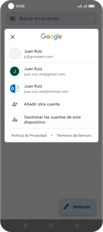 Pulsa la cuenta de correo electrónico deseada.