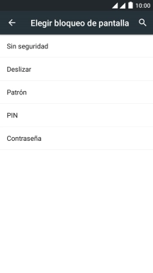 Introduce el código de seguridad actual y pulsa Sin seguridad.