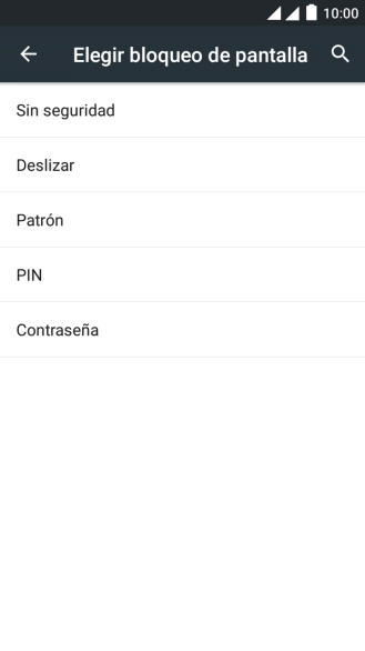 Introduce el código de seguridad actual y pulsa Sin seguridad.