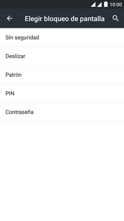 Introduce el código de seguridad actual y pulsa Sin seguridad.