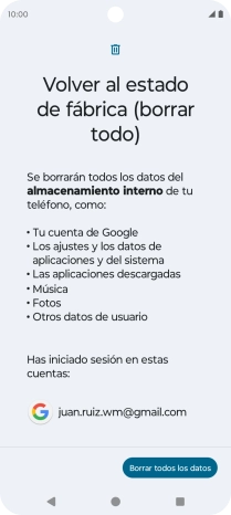 Pulsa Borrar todos los datos.