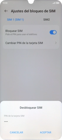 Introduce tu código PIN y pulsa ACEPTAR.