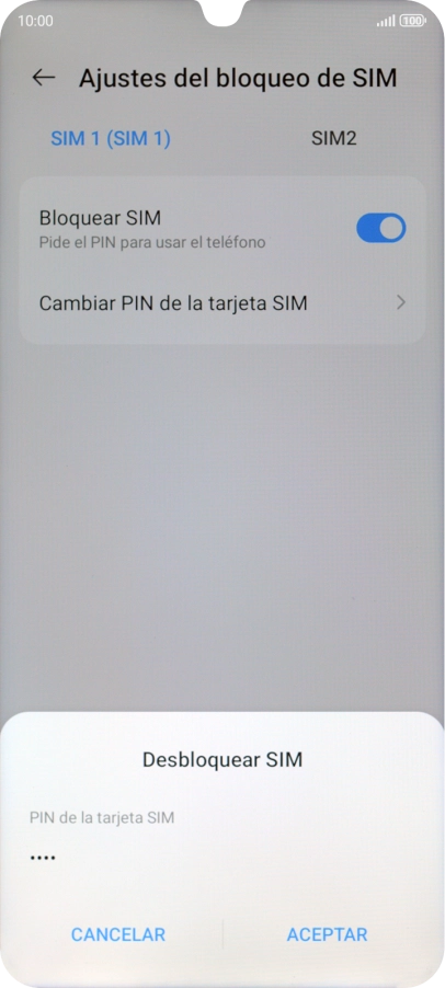 Introduce tu código PIN y pulsa ACEPTAR.