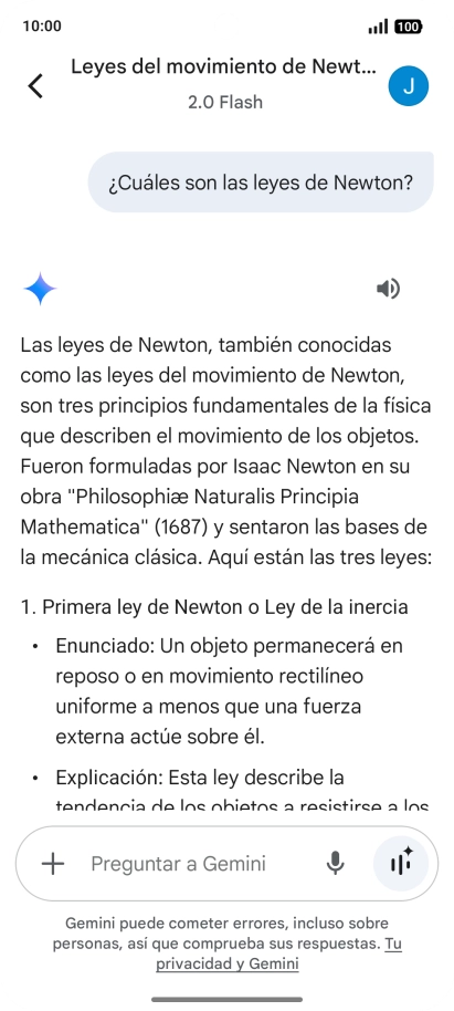La transcripción de la conversación con Gemini Live aparece ahora en la pantalla.