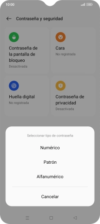 Pulsa el código de seguridad deseado y sigue las indicaciones de la pantalla para crear un código de seguridad del teléfono adicional.