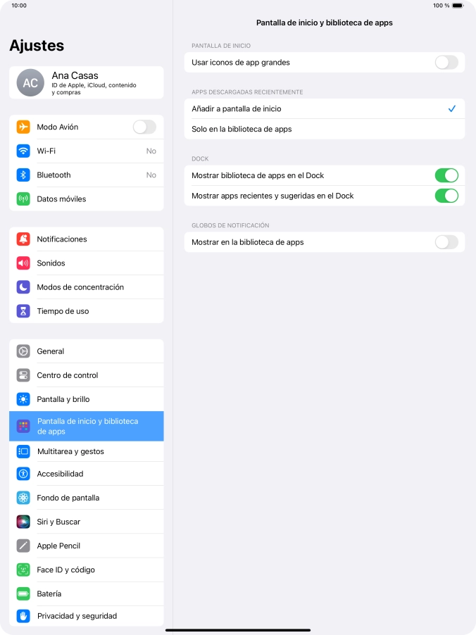 Para añadir nuevas apps descargadas a la pantalla de inicio y a la biblioteca de apps, pulsa Añadir a pantalla de inicio.