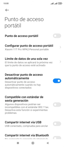 Pulsa Configurar punto de acceso portátil.