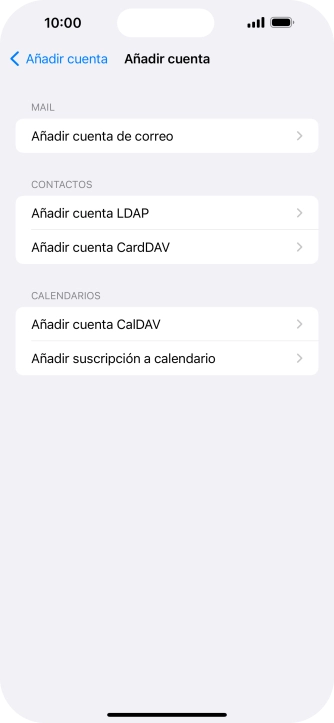 Pulsa Añadir cuenta de correo.