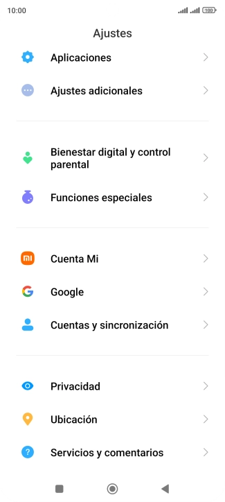 Pulsa Cuentas y sincronización.