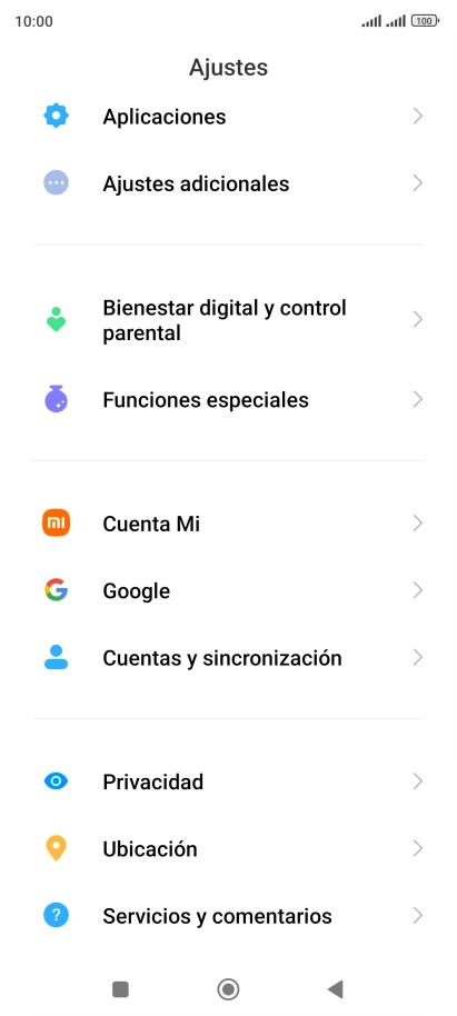 Pulsa Cuentas y sincronización.