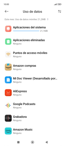 El consumo total de datos del período seleccionado aparece ahora en la pantalla.