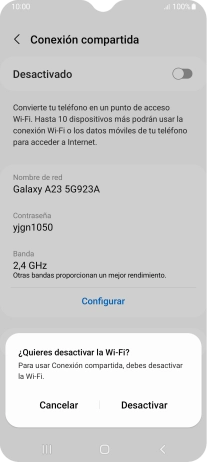 Si la función de wifi está activada, pulsa Desactivar.