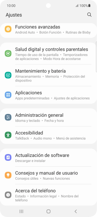 Pulsa Administración general.