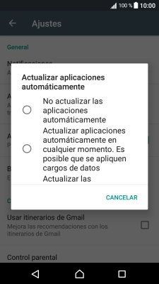 Pulsa No actualizar las aplicaciones automáticamente para desactivar la función.