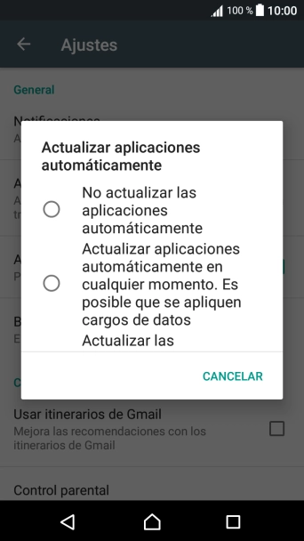 Pulsa No actualizar las aplicaciones automáticamente para desactivar la función.