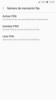 Pulsa Activar FDN para activar la marcación fija.