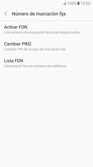 Pulsa Activar FDN para activar la marcación fija.