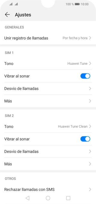 Pulsa Más bajo la tarjeta SIM deseada.