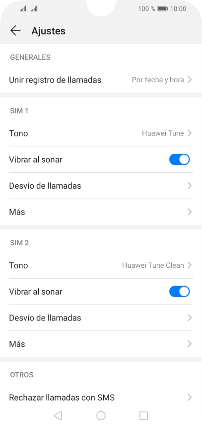 Pulsa Más bajo la tarjeta SIM deseada.
