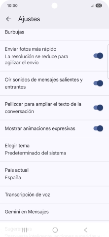 Pulsa Gemini en Mensajes.