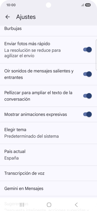 Pulsa Gemini en Mensajes.