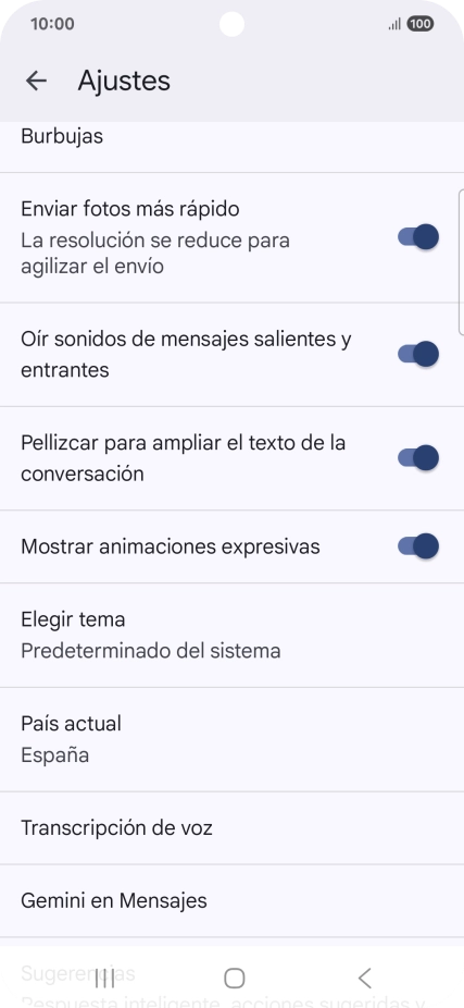 Pulsa Gemini en Mensajes.