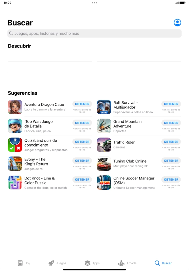 Pulsa en el campo de búsqueda.