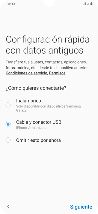 Pulsa Siguiente y sigue las indicaciones de la pantalla para transferir el contenido. Pulsa Siguiente y sigue las indicaciones de la pantalla para transferir el contenido.