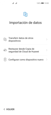 Puedes transferir el contenido de otro teléfono cuando activas tu teléfono por primera vez y cuando lo has restablecido. Cuando aparezca en la pantalla del teléfono esta imagen, ya está listo para la transmisión del contenido del otro teléfono.