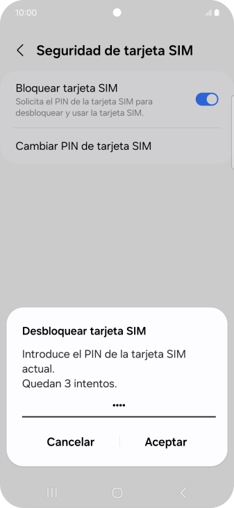 Introduce tu código PIN y pulsa Aceptar.