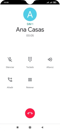 Pulsa el icono de finalizar llamada.