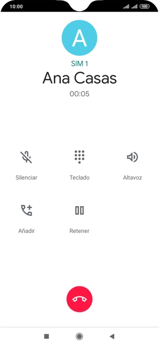 Pulsa el icono de finalizar llamada.