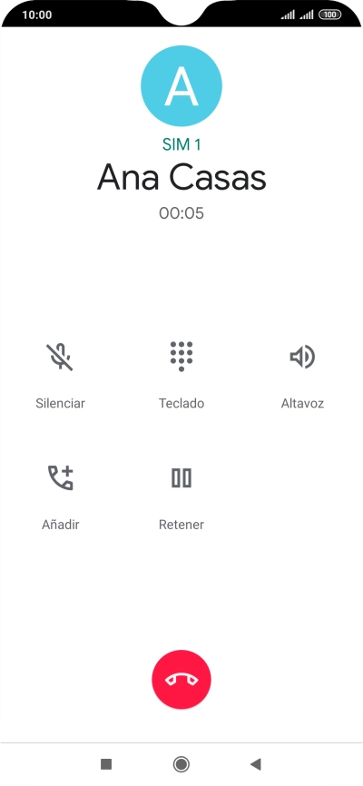 Pulsa el icono de finalizar llamada.