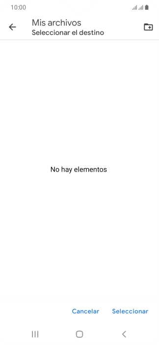 Si deseas crear una nueva carpeta, pulsa el icono de nueva carpeta y sigue las indicaciones de la pantalla para crearla.