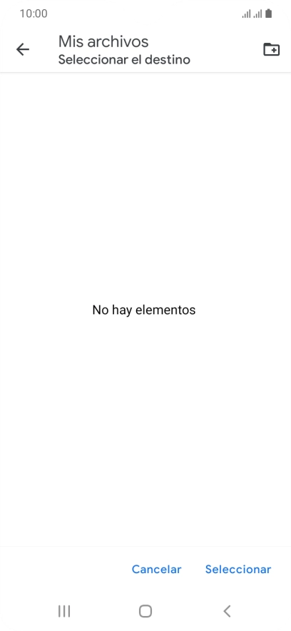 Si deseas crear una nueva carpeta, pulsa el icono de nueva carpeta y sigue las indicaciones de la pantalla para crearla.