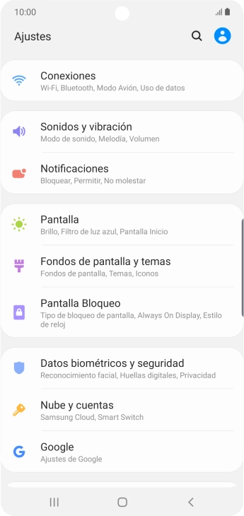 Pulsa Nube y cuentas.